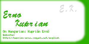 erno kuprian business card